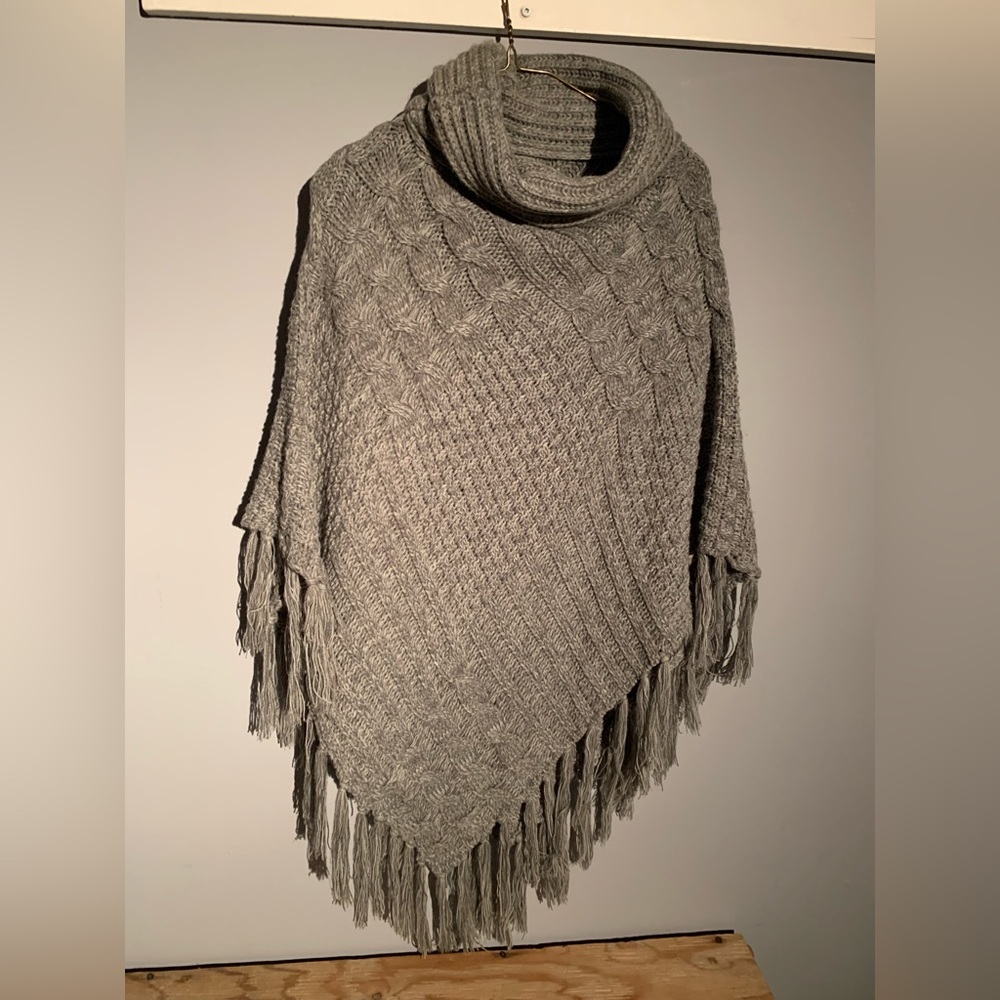 Long wool poncho